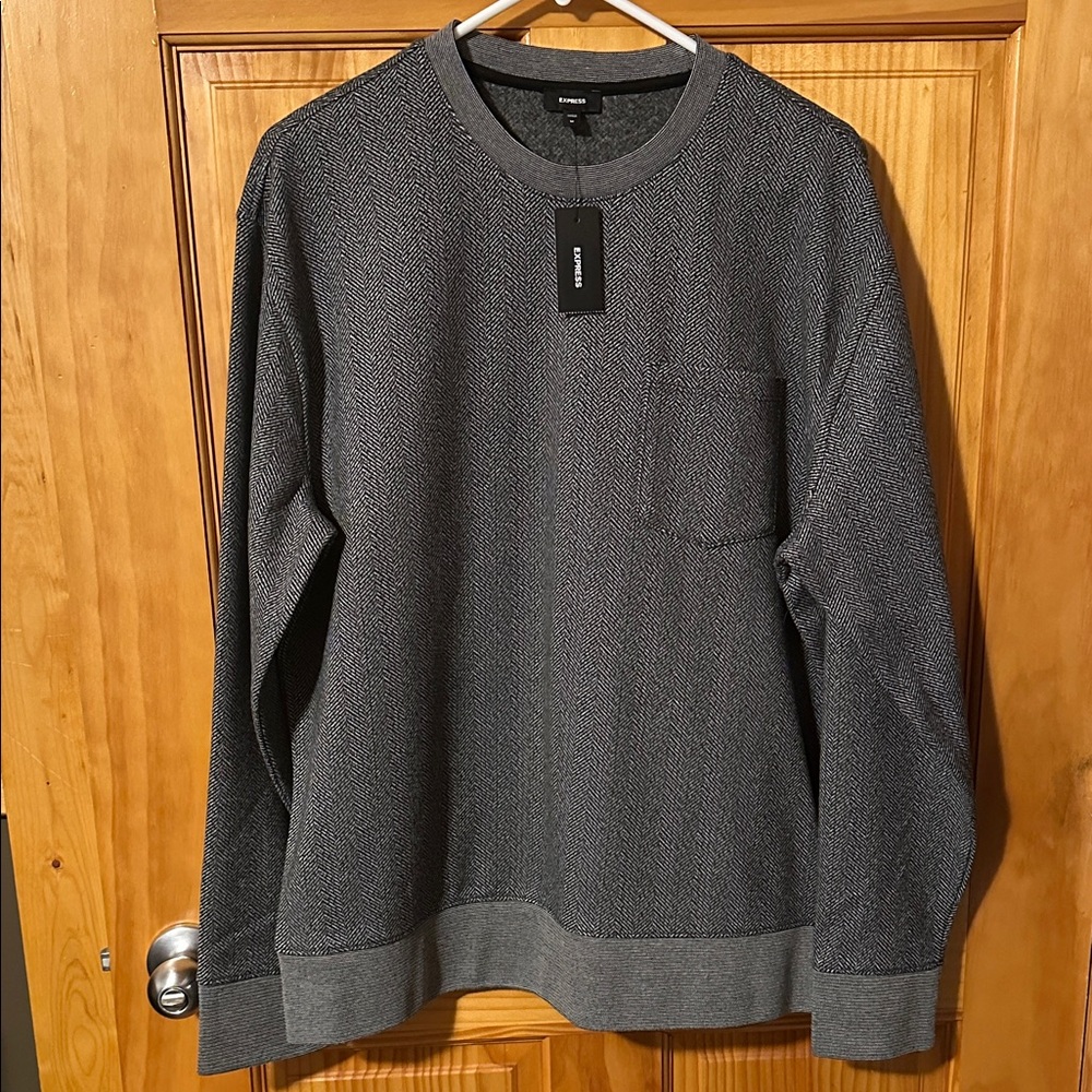 Express Black and Gray Patterned Sweater